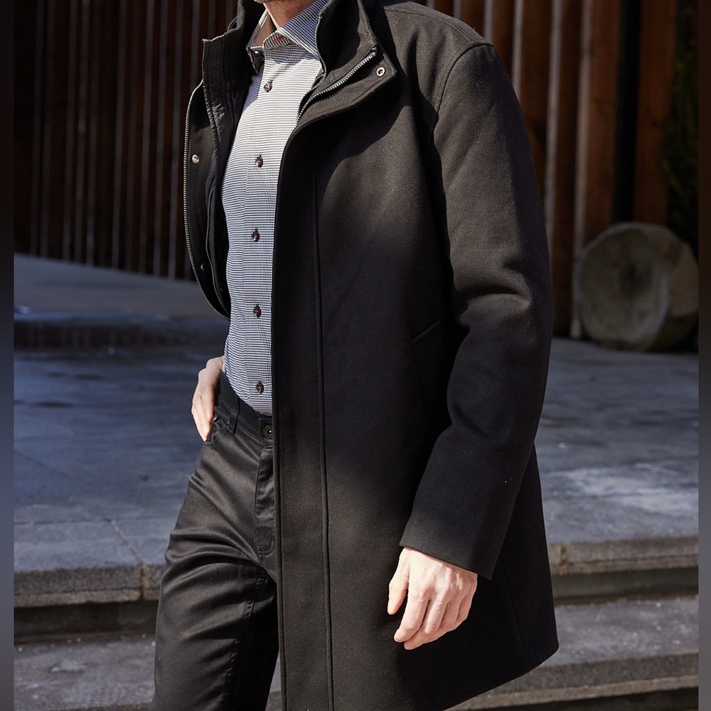 Au Noir Men's Black Coat with Removable Liner 40R